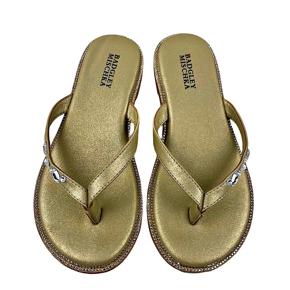 Badgley Mischka Girls Dress Flip Flops sisal